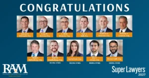 Headshots of 11 RAM Law attorneys named to the 2027 New Jersey Super Lawyers and Rising Stars lists.